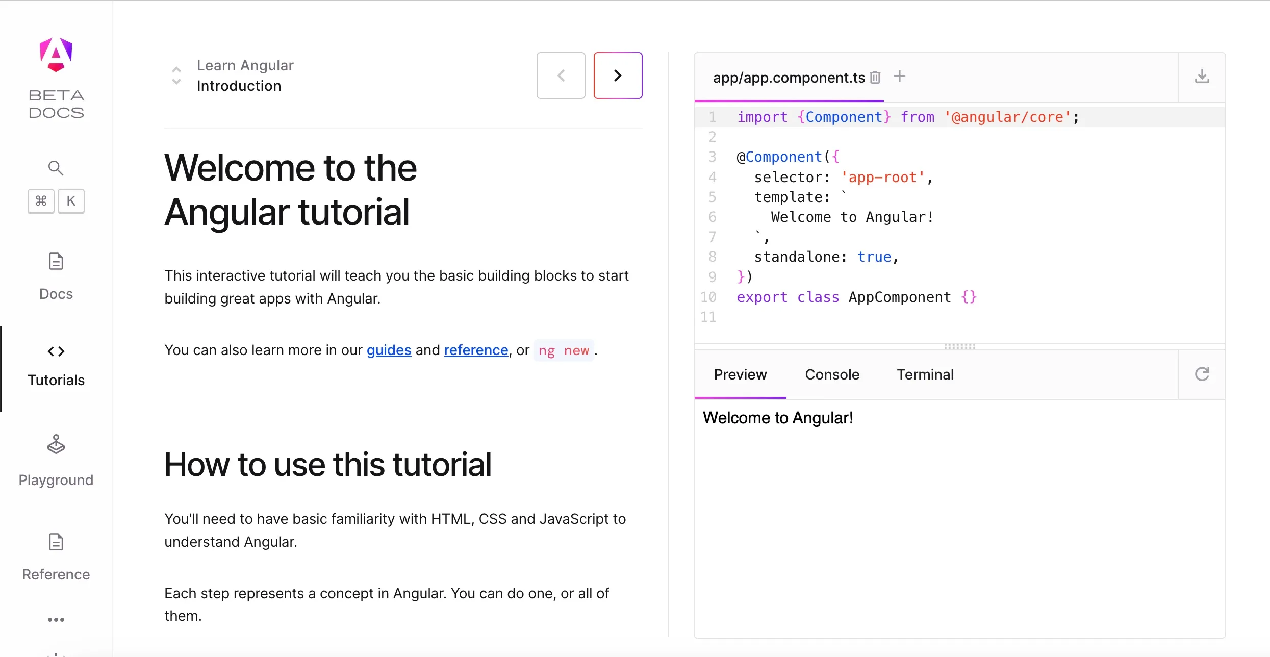 Die neue Angular.DEV Platform im Welcome Screen