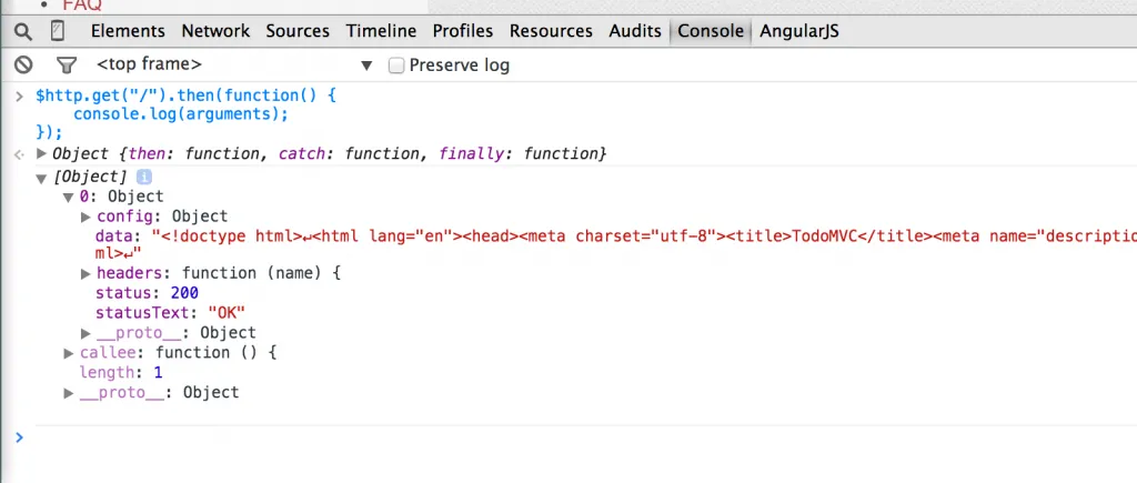 Browser Console Http Result