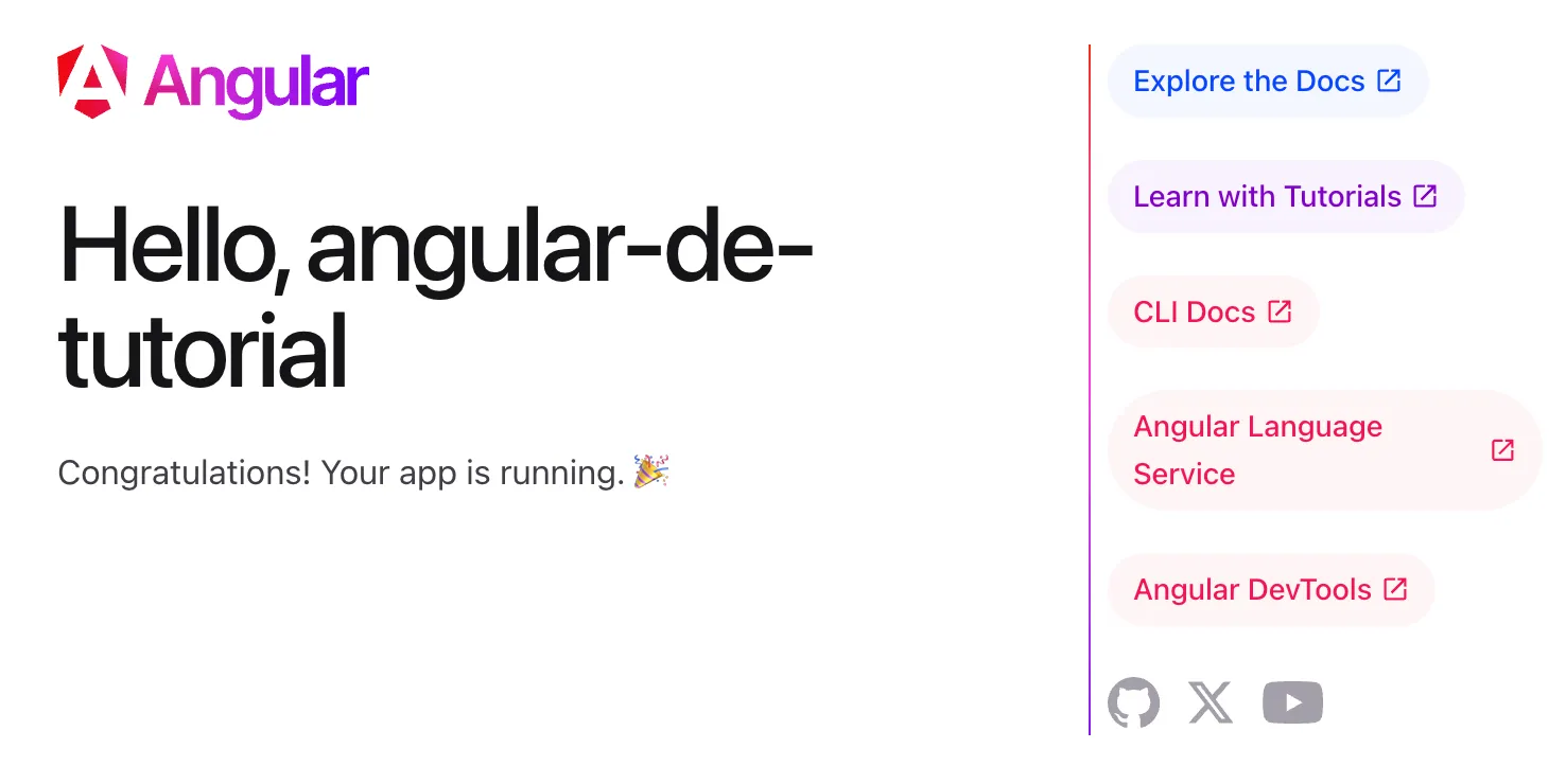 Die Webansicht von ng serve nach dem generieren der Angular Anwedung.