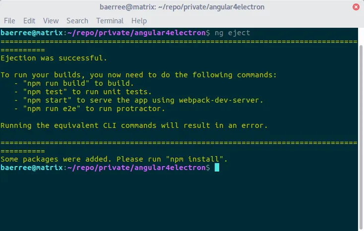 Angular Electron ng eject