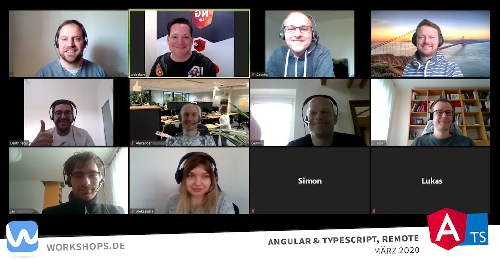 Abschlussfoto des Angular & TypeScript Remote Workshops März 2020