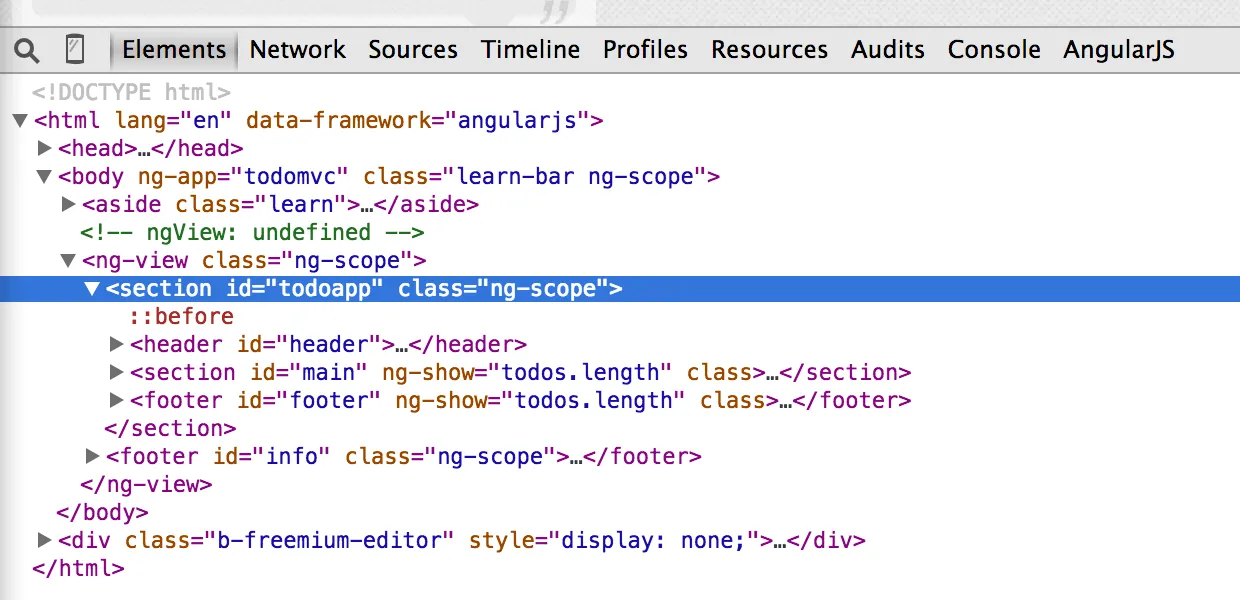 Chrome Element Ansicht