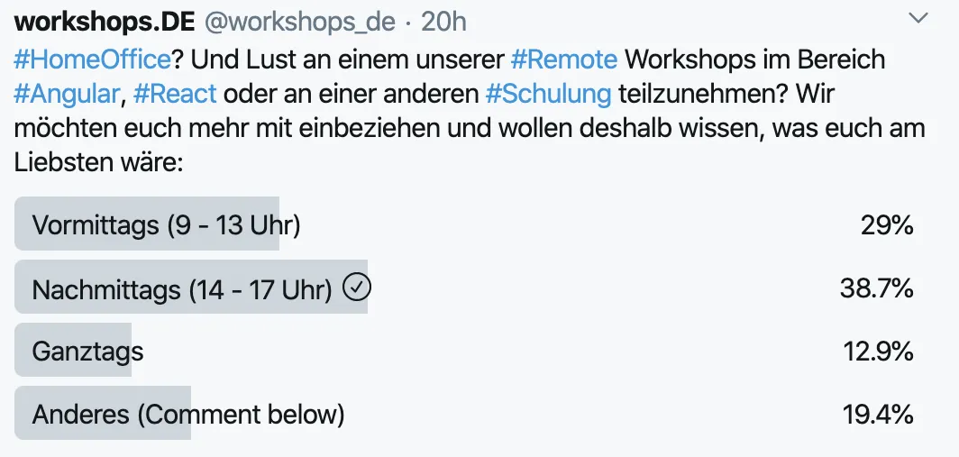 Unser Twitter Voting über Remote Workshops